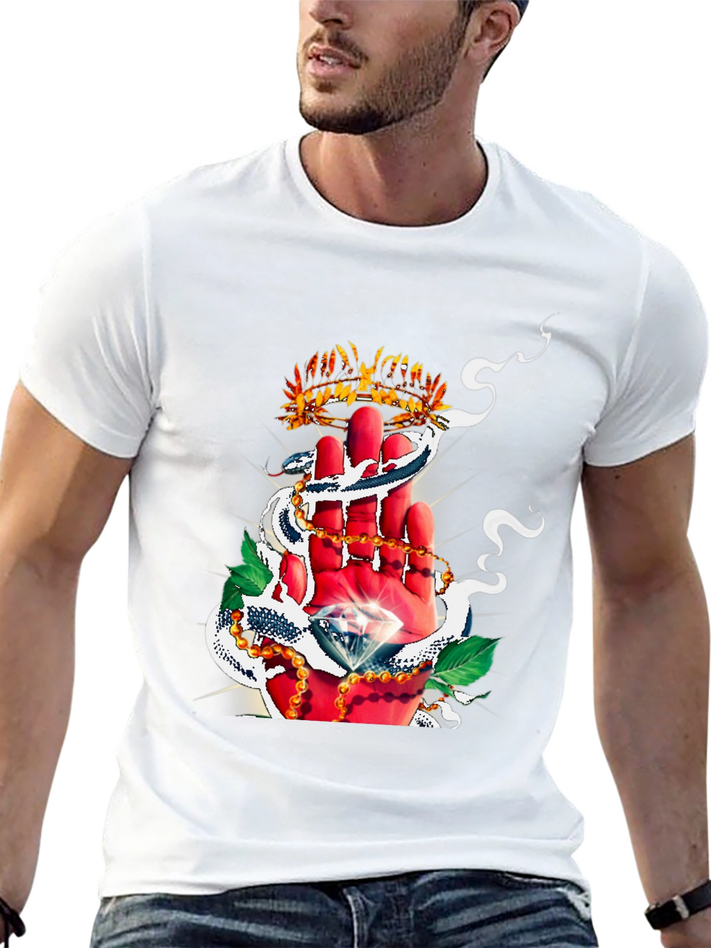 Crown & Diamond Graphic Print Black T-Shirt