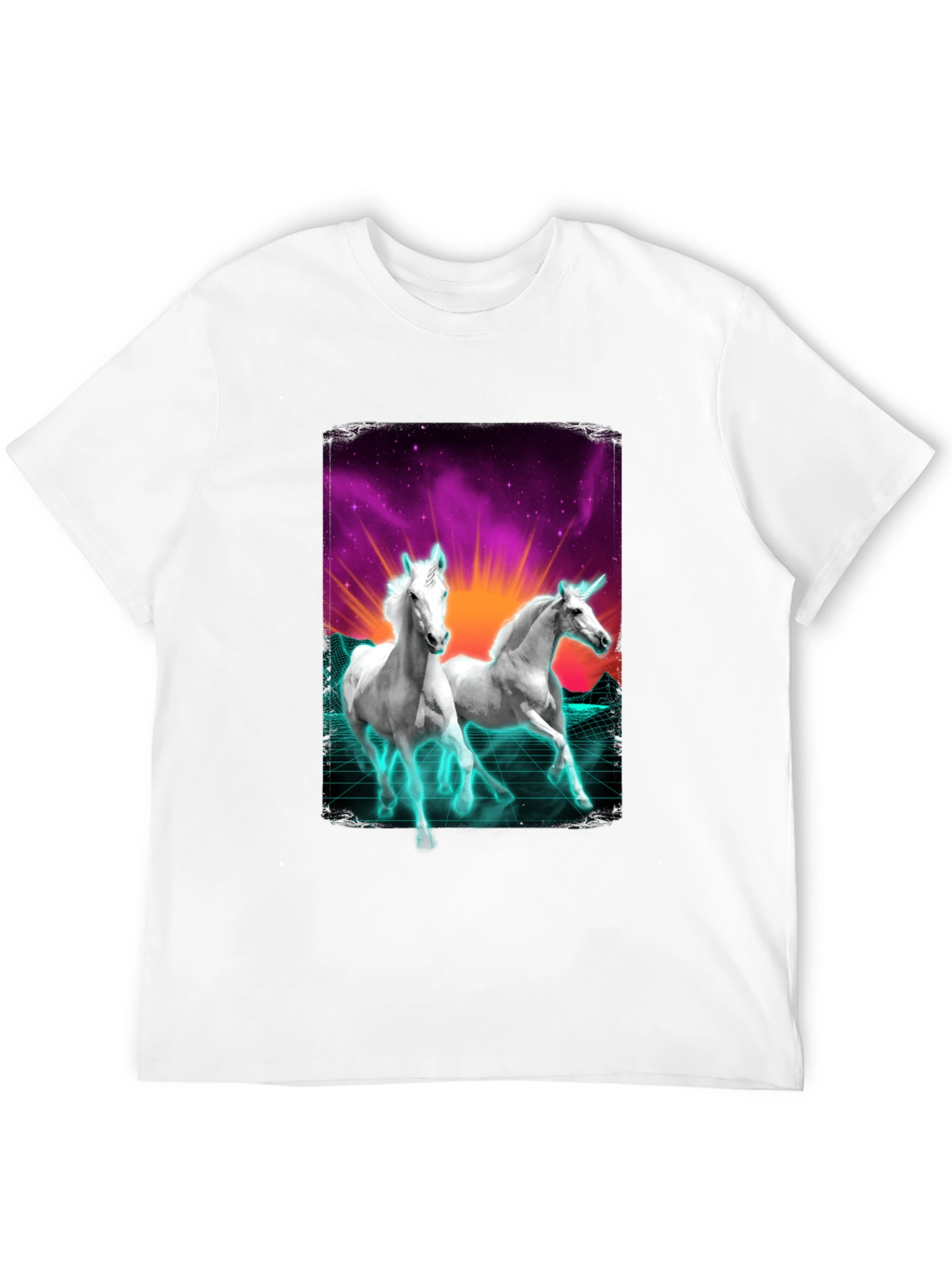 Unicorn Retro T-Shirt - Black Cotton Blend