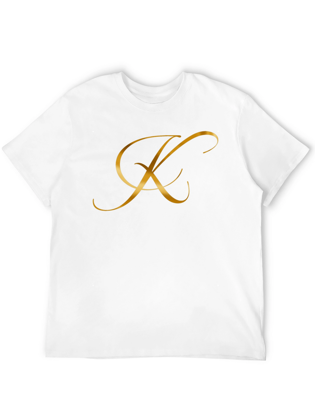 Elegant Gold Letter K Black T-Shirt
