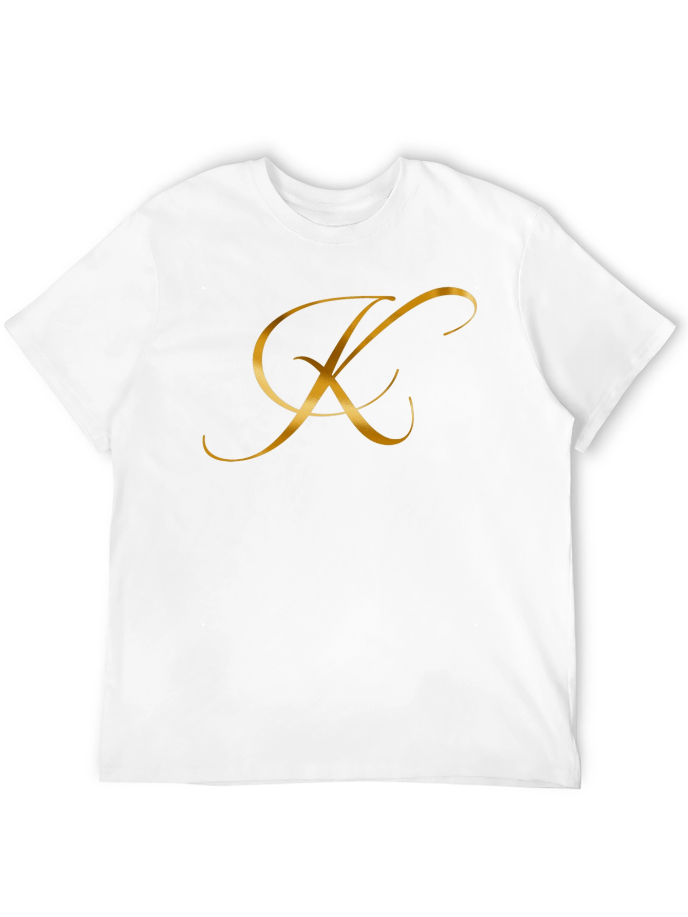 Elegant Gold Letter K Black T-Shirt