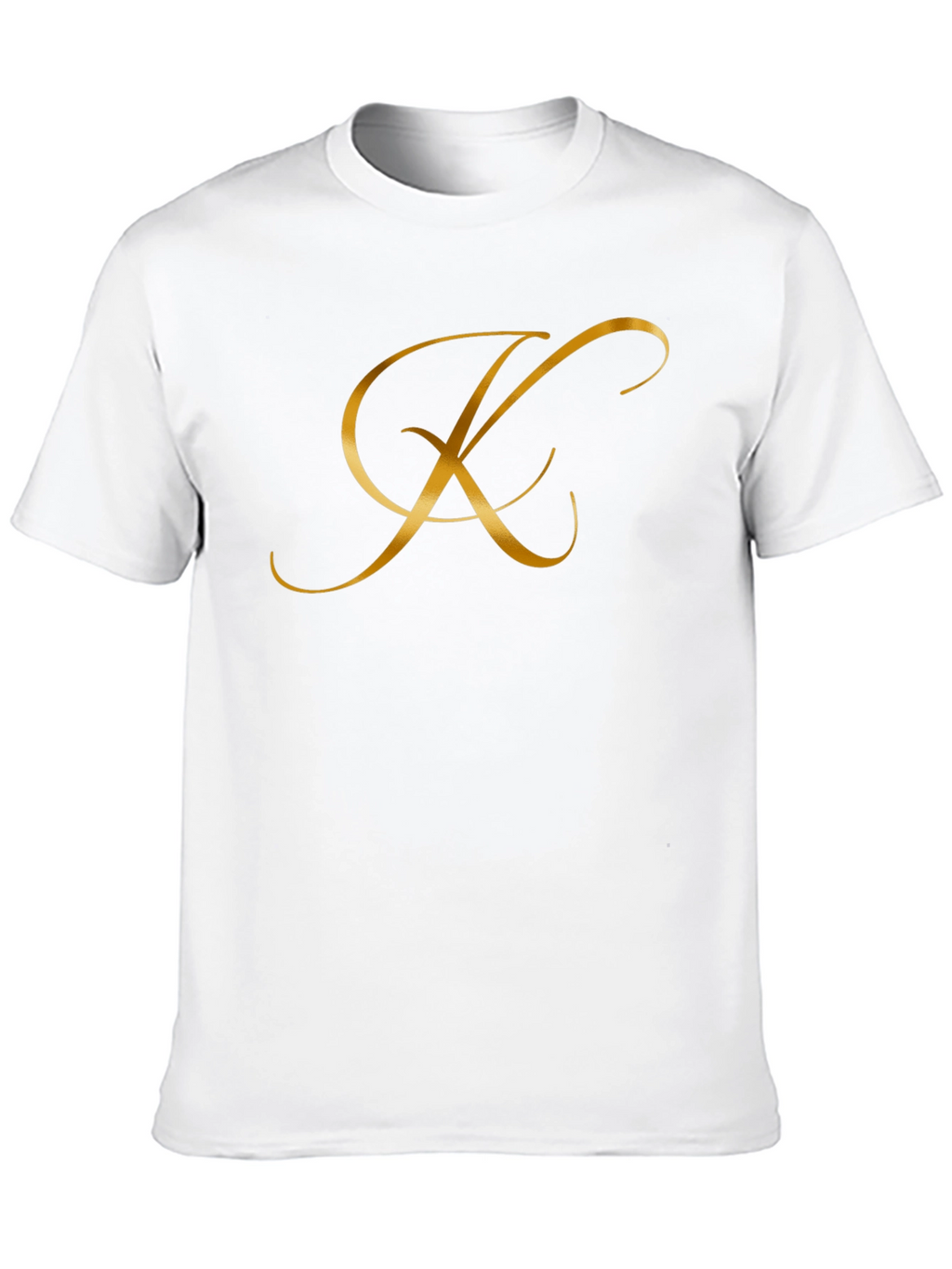 Elegant Gold Letter K Black T-Shirt