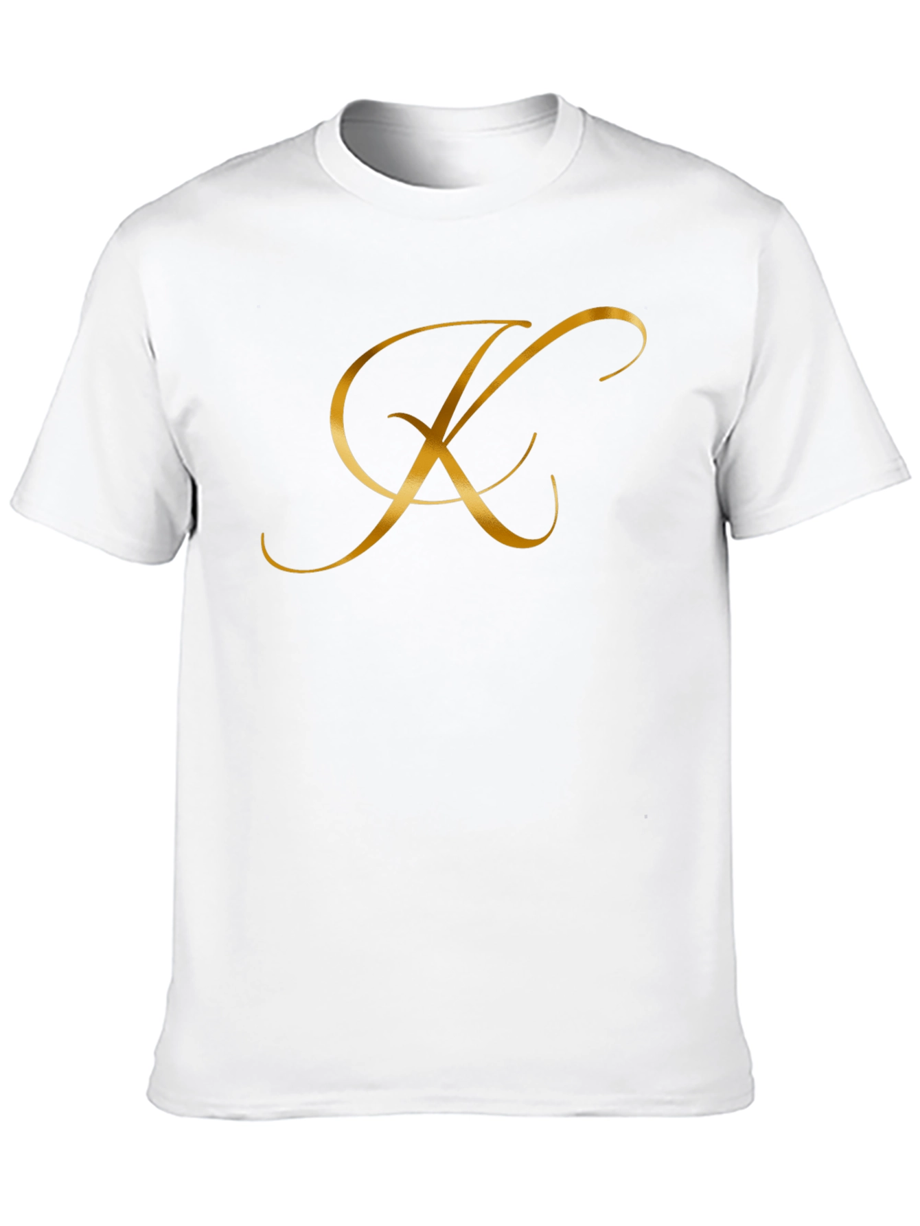 Elegant Gold Letter K Black T-Shirt