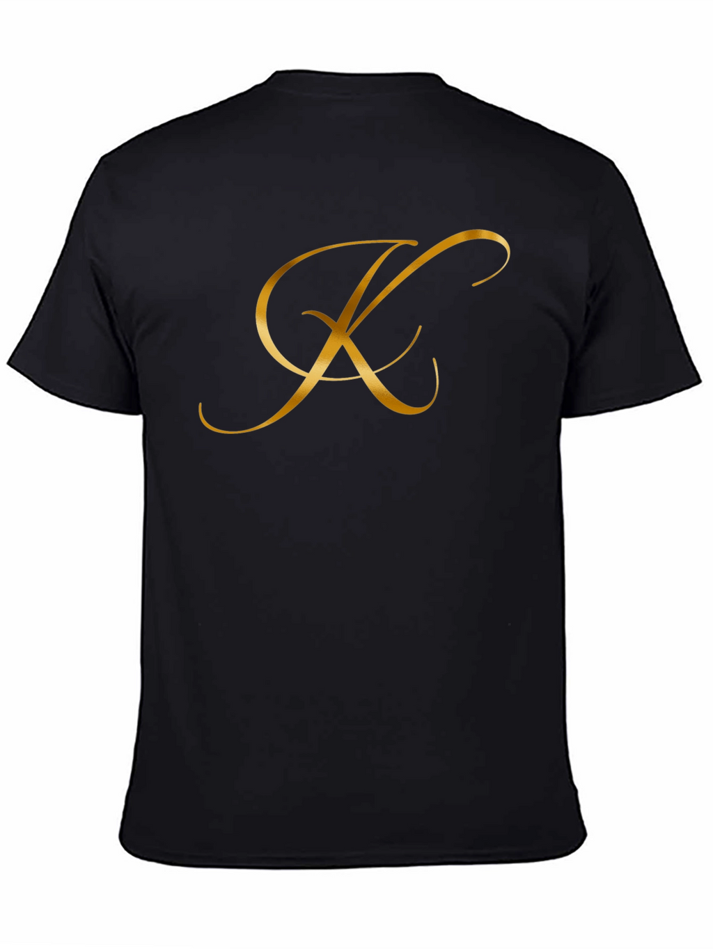 Elegant Gold Letter K Black T-Shirt