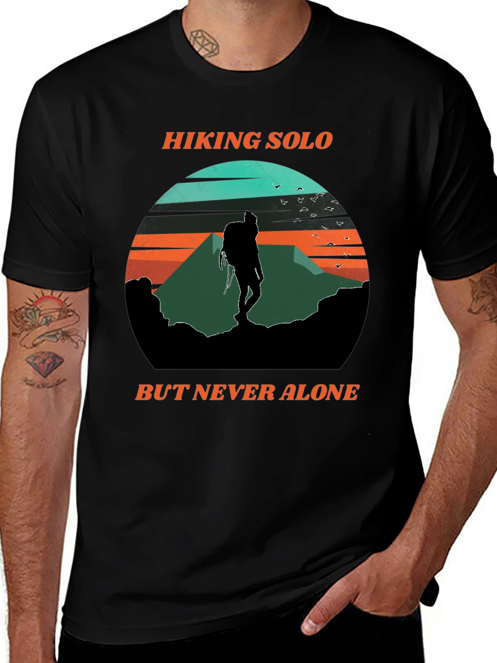 Hiking Solo Tee - Never Alone Adventure Shirt