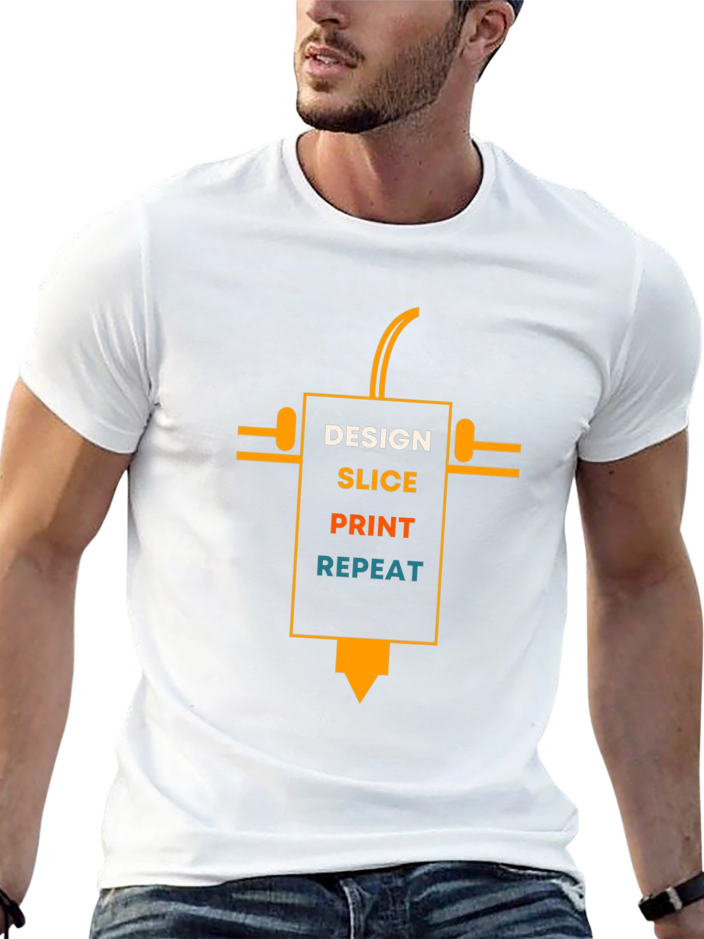 Design Slice Print Repeat Black T-Shirt