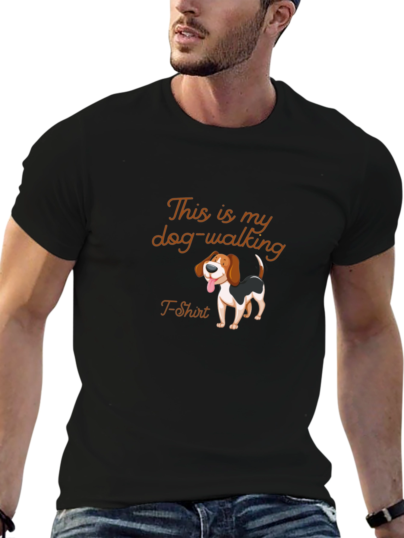 Dog Walking T-Shirt - Mens Black Tee