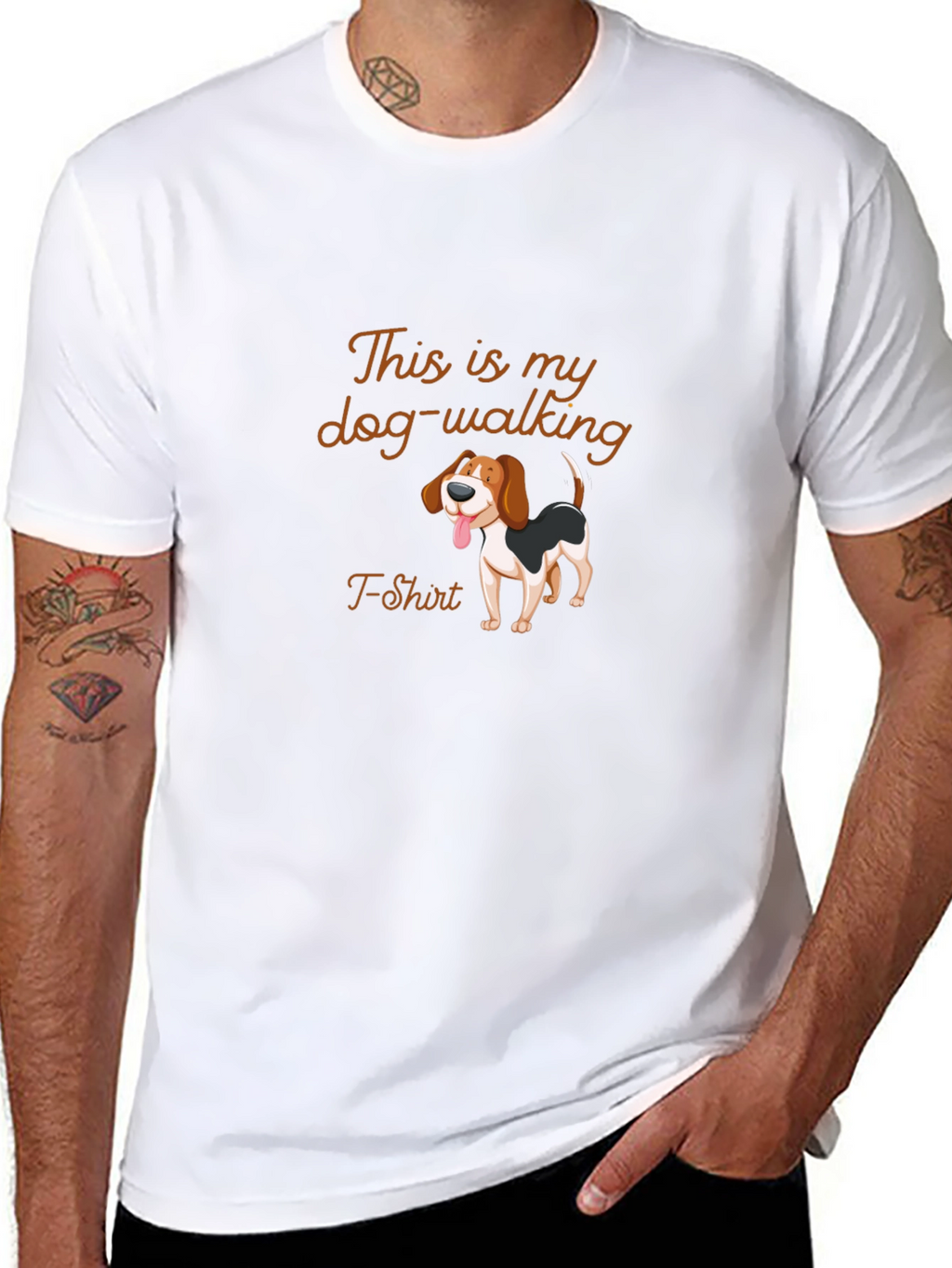 Dog Walking T-Shirt - Mens Black Tee