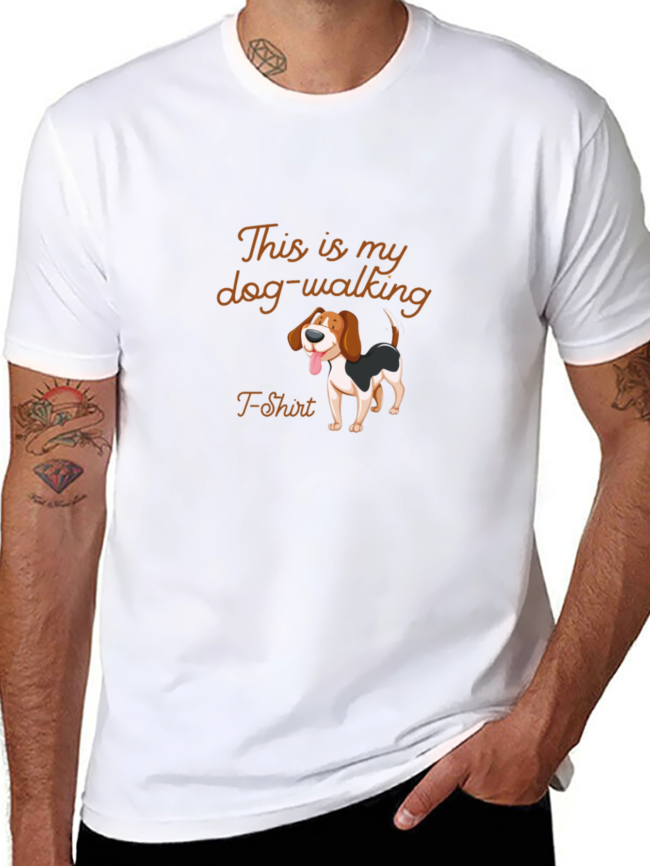 Dog Walking T-Shirt - Mens Black Tee