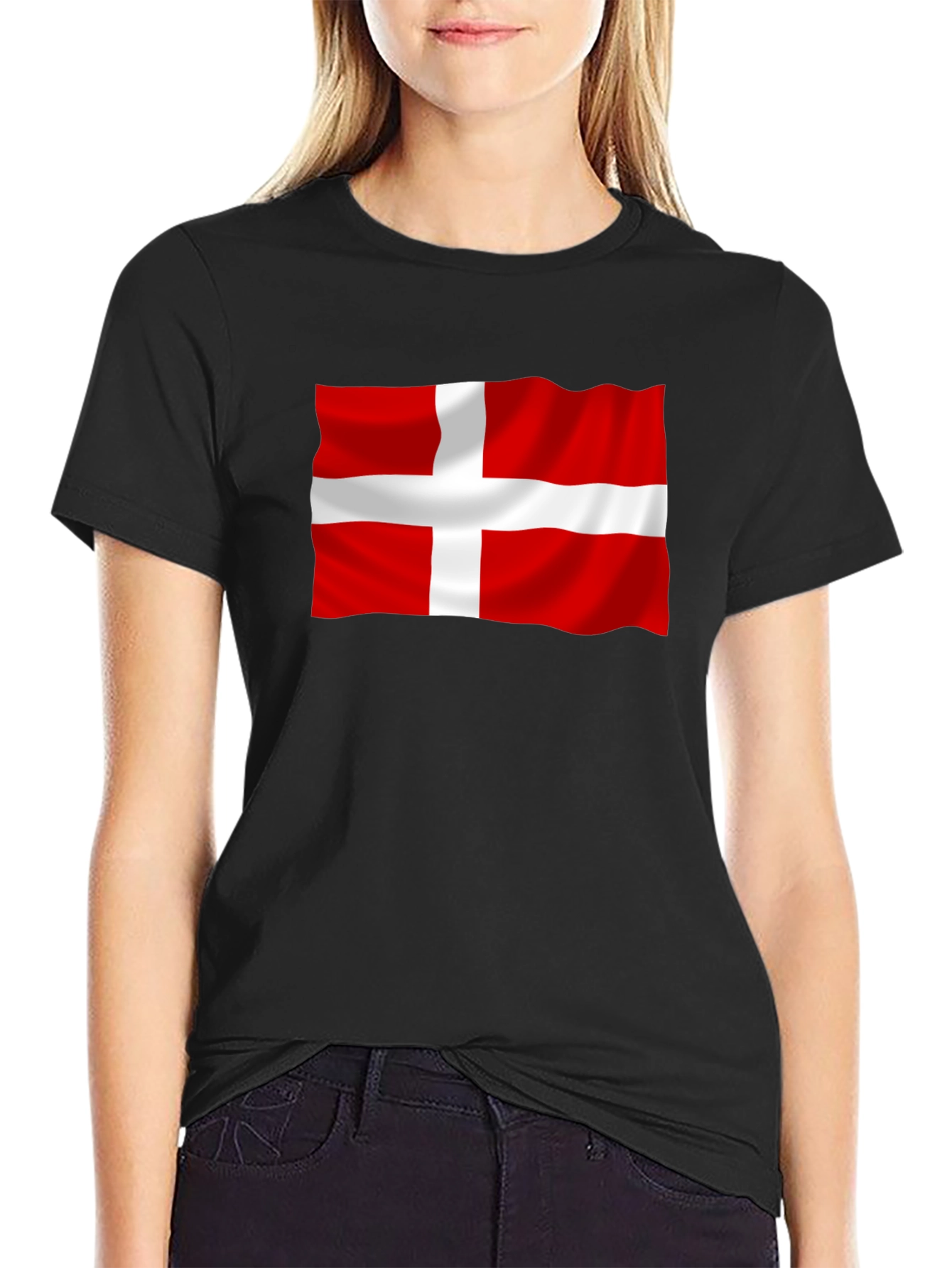 Denmark Flag Graphic Tee - Black