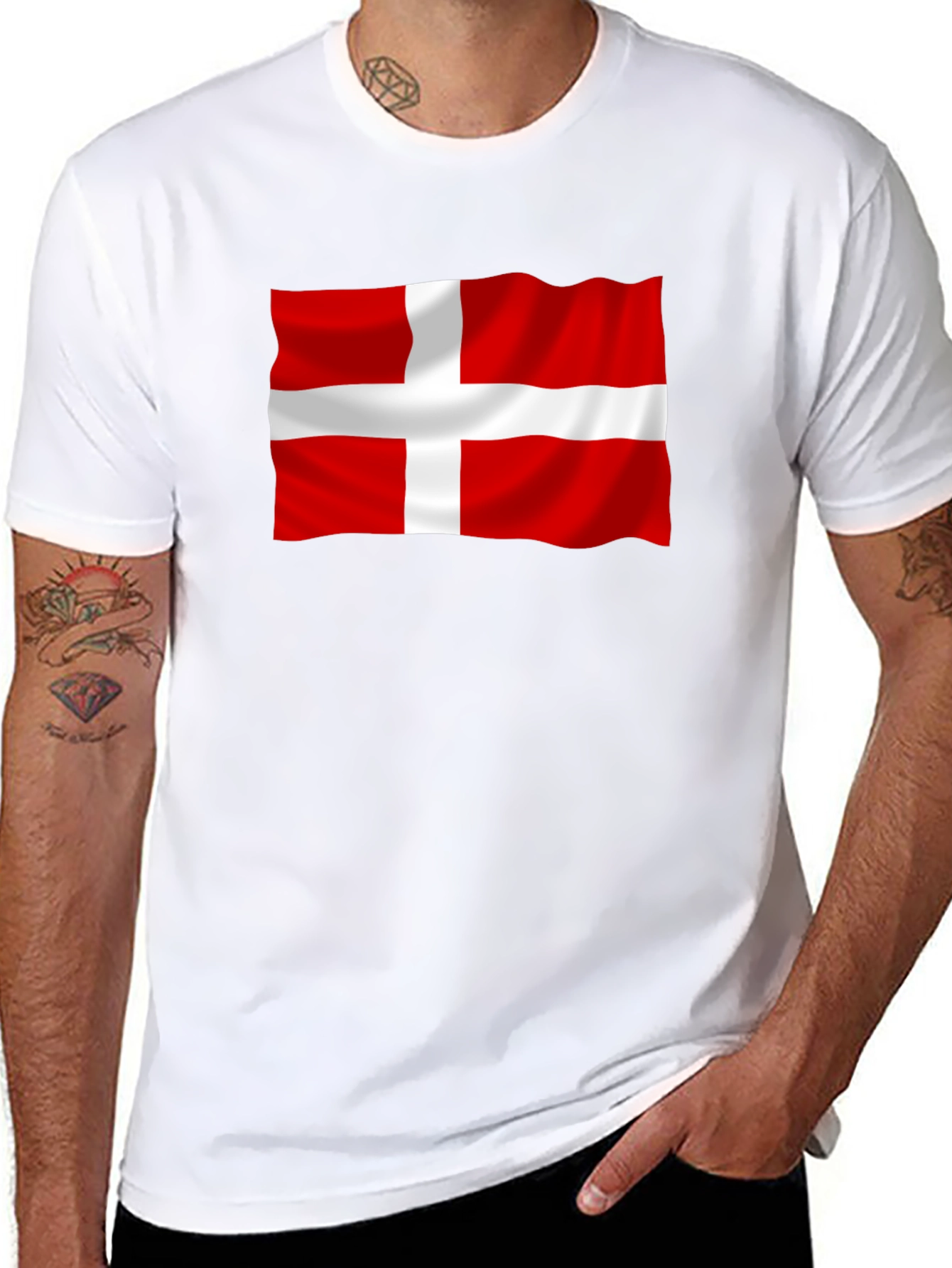 Denmark Flag Graphic Tee - Black
