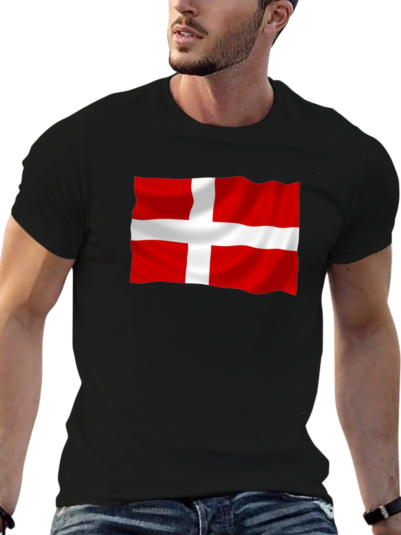 Denmark Flag Graphic Tee - Black