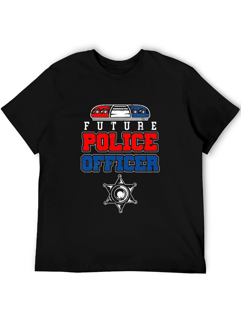 Future Police Officer Graphic Tee - Black Cotton T-Shirt