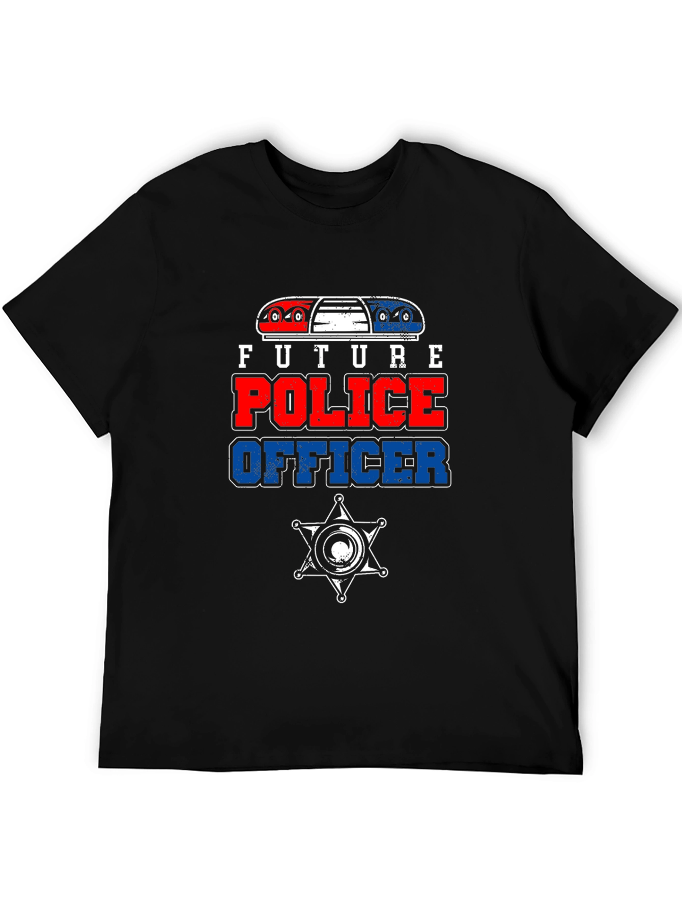 Future Police Officer Graphic Tee - Black Cotton T-Shirt
