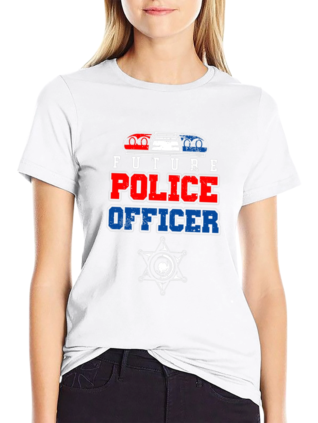 Future Police Officer Graphic Tee - Black Cotton T-Shirt
