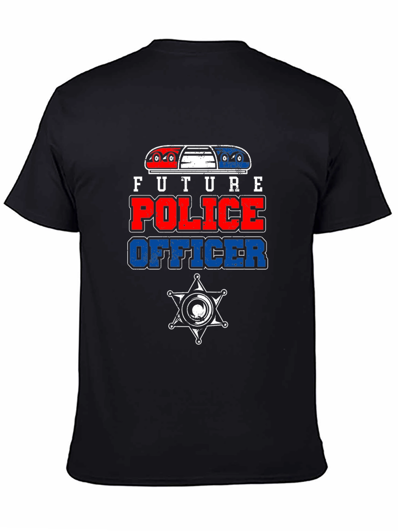 Future Police Officer Graphic Tee - Black Cotton T-Shirt