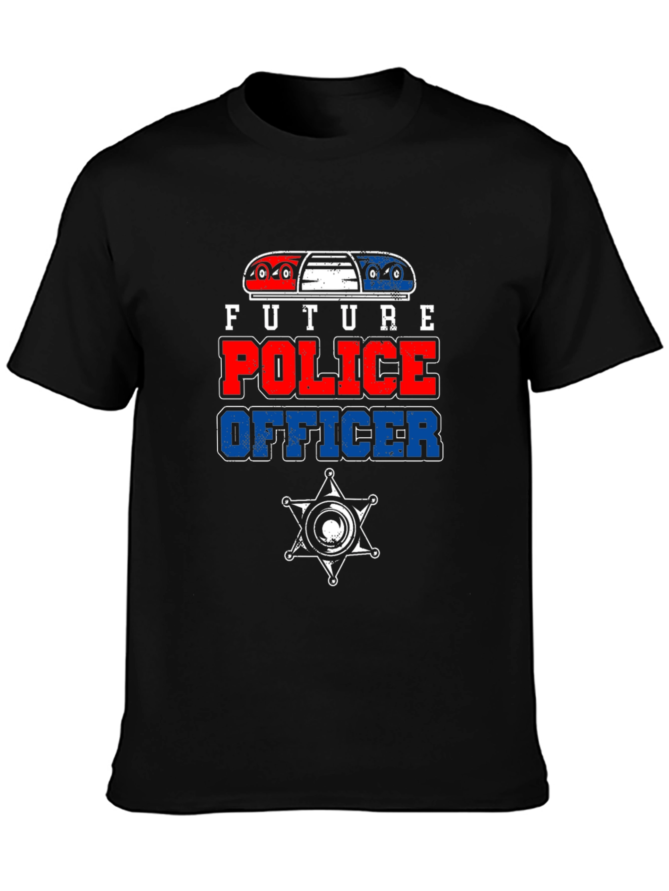 Future Police Officer Graphic Tee - Black Cotton T-Shirt