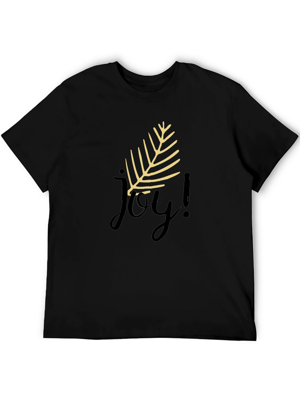 Joyful Black T-Shirt with Leaf Design