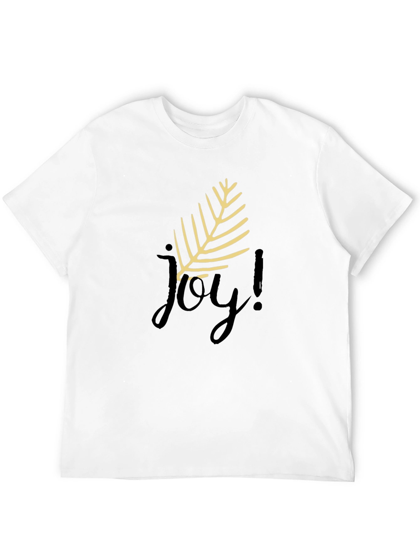 Joyful Black T-Shirt with Leaf Design