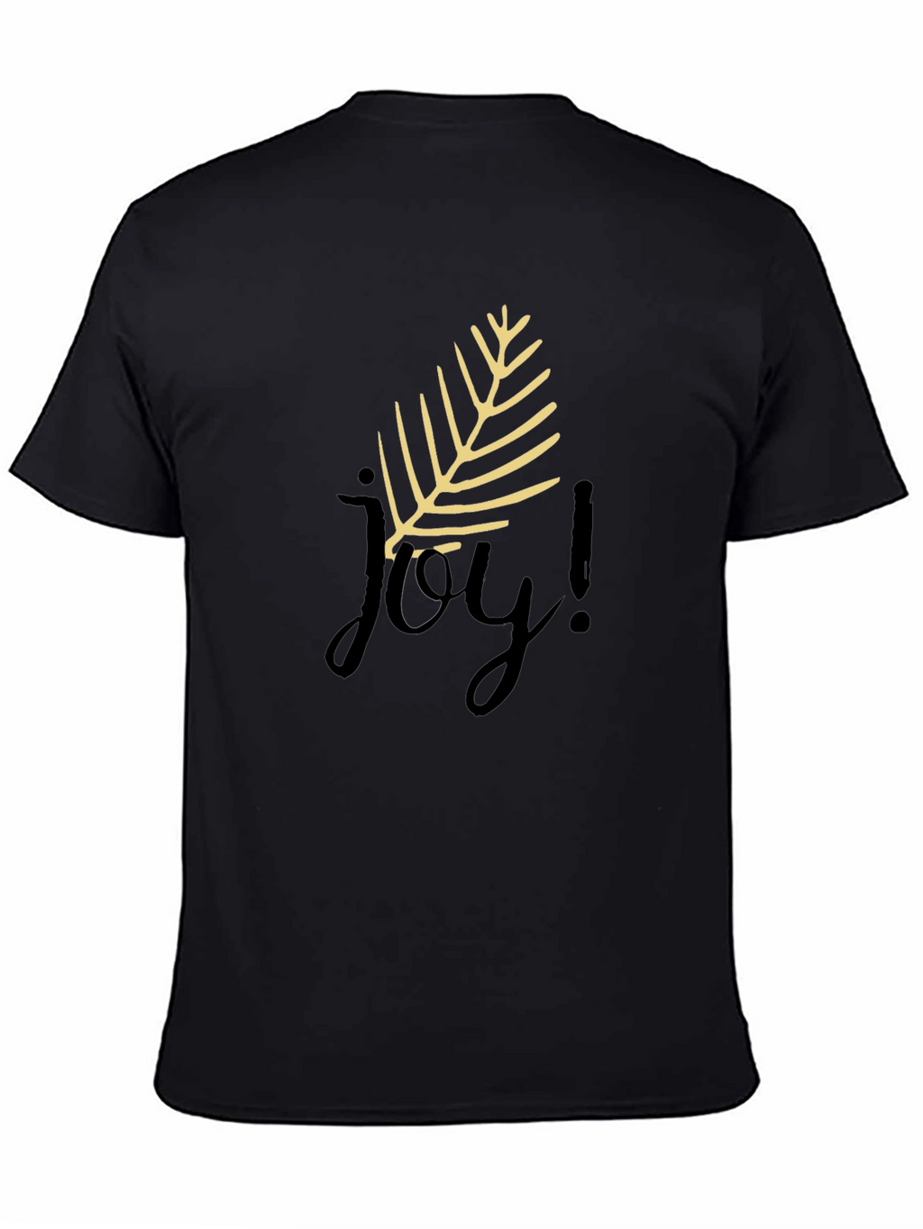 Joyful Black T-Shirt with Leaf Design