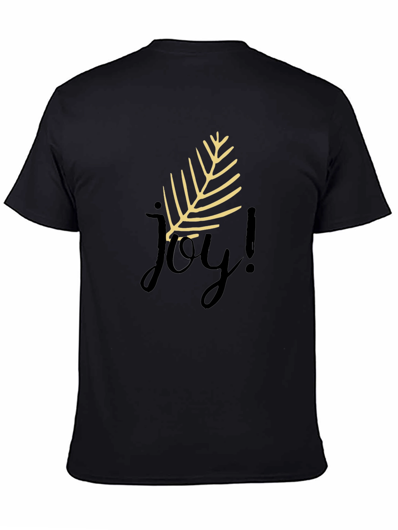 Joyful Black T-Shirt with Leaf Design