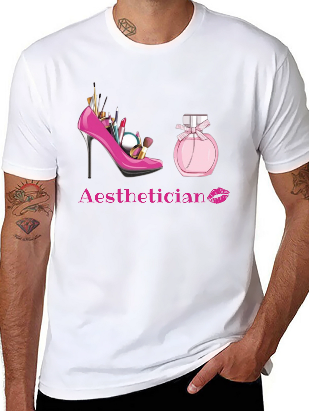 Aesthetician T-Shirt: Makeup High Heel & Perfume