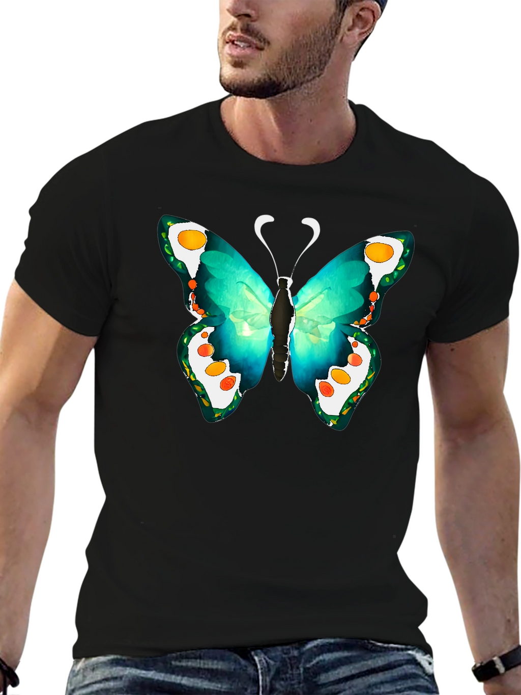 Butterfly Graphic Tee - Mens Black T-Shirt