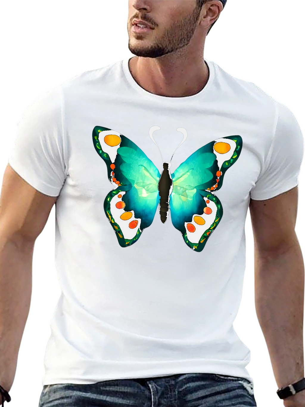 Butterfly Graphic Tee - Mens Black T-Shirt