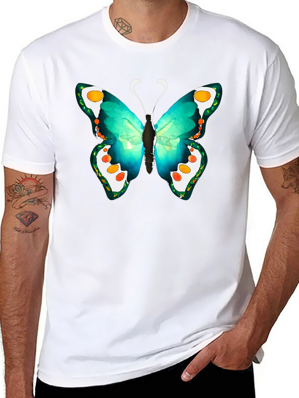 Butterfly Graphic Tee - Mens Black T-Shirt