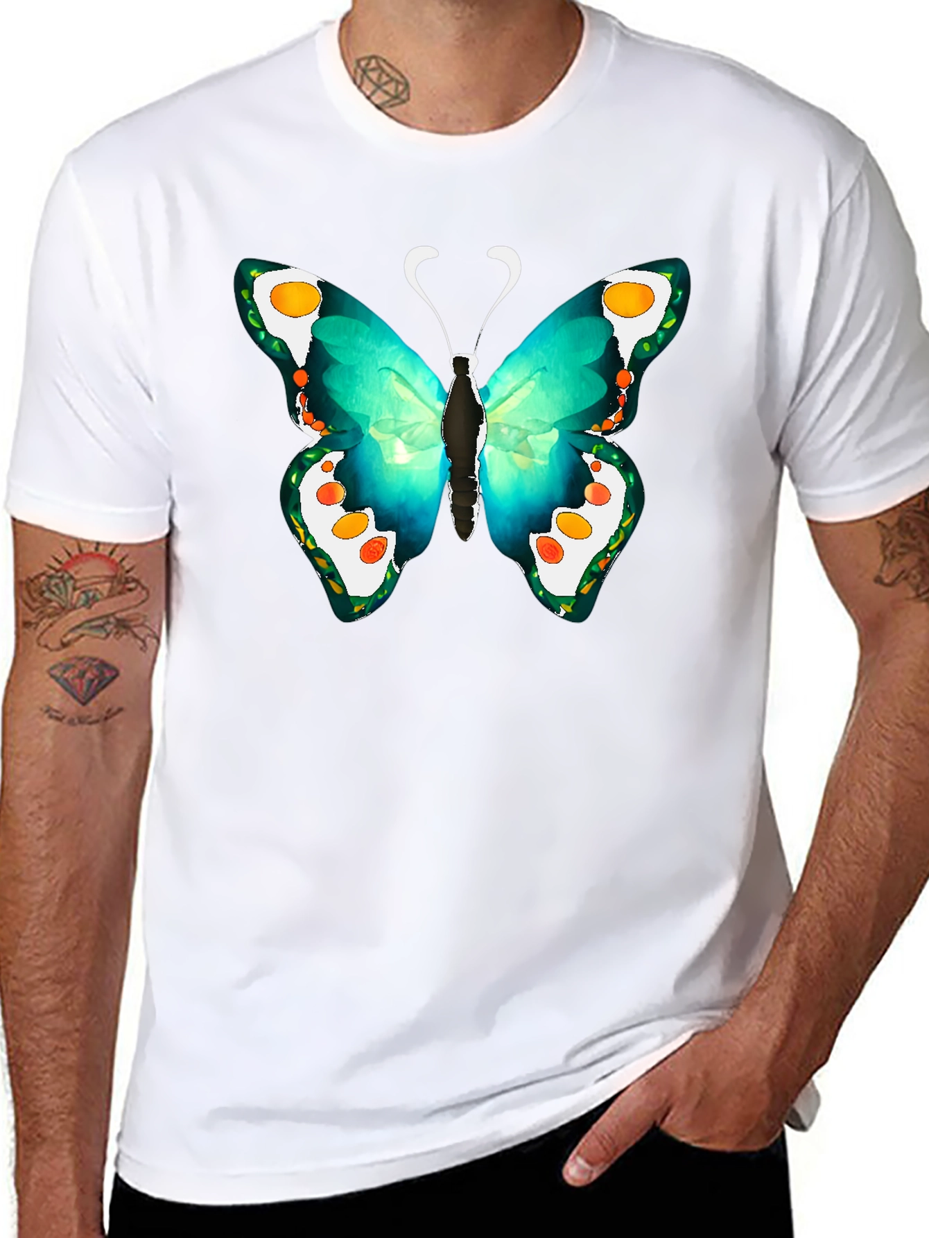 Butterfly Graphic Tee - Mens Black T-Shirt