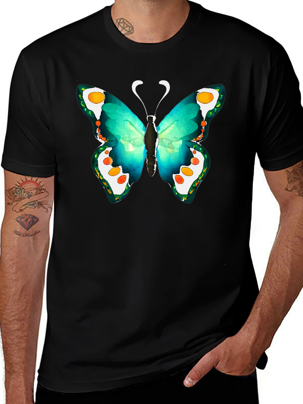 Butterfly Graphic Tee - Mens Black T-Shirt