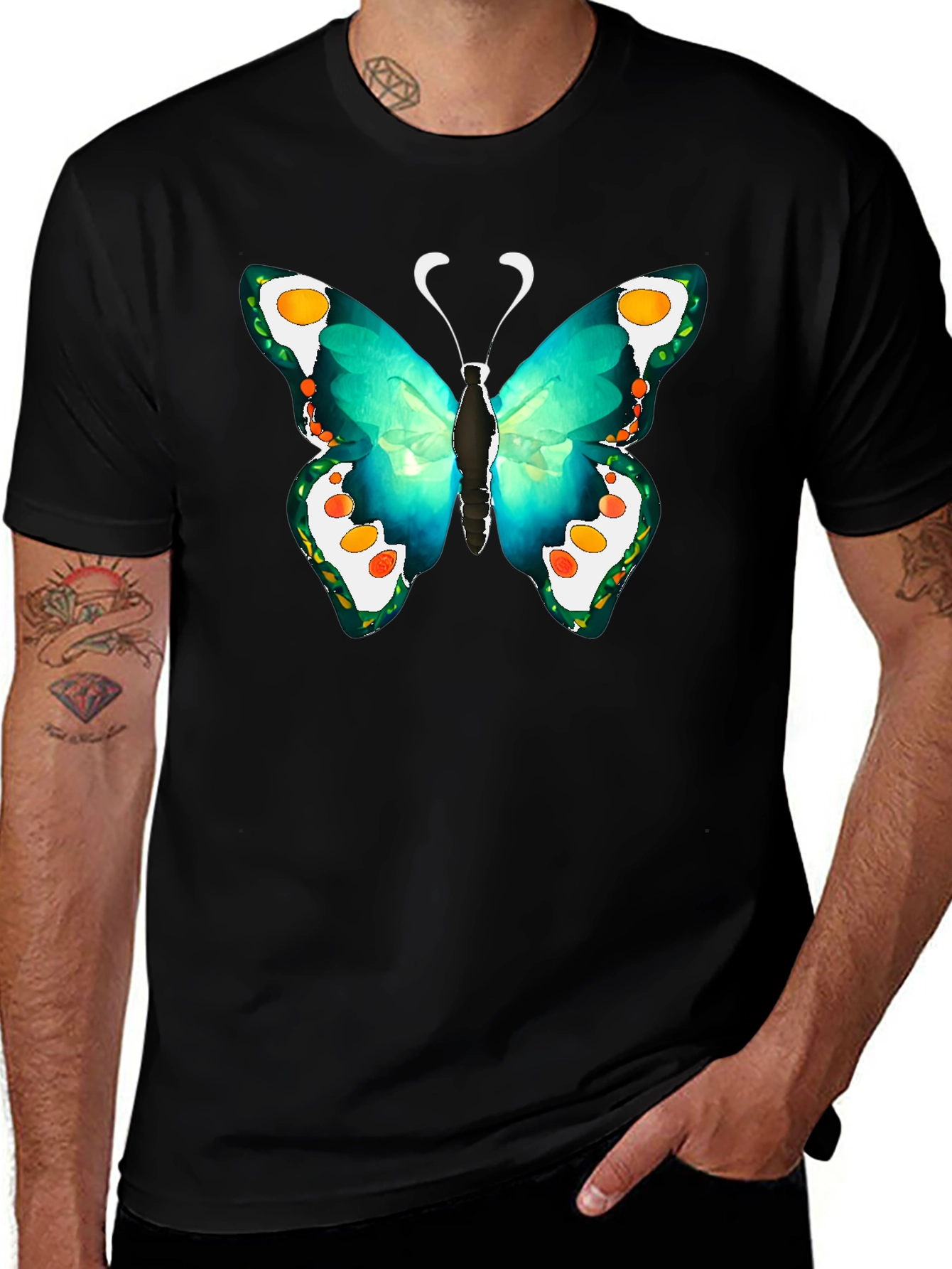 Butterfly Graphic Tee - Mens Black T-Shirt
