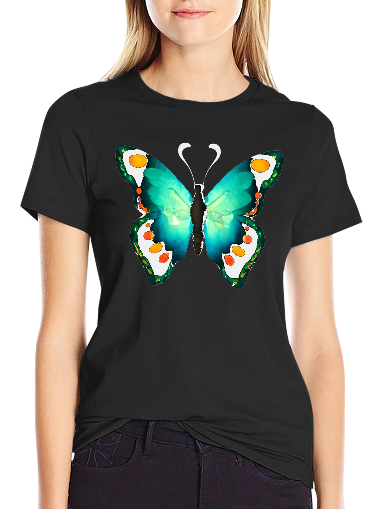 Butterfly Graphic Tee - Mens Black T-Shirt