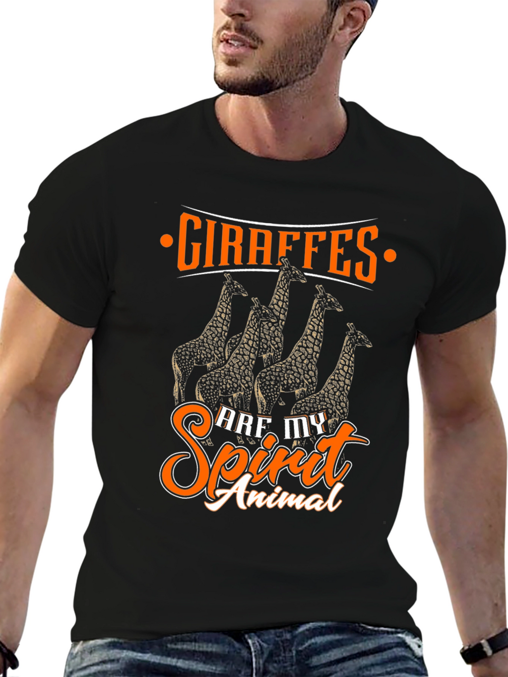 Giraffe Spirit Animal Black Graphic Tee
