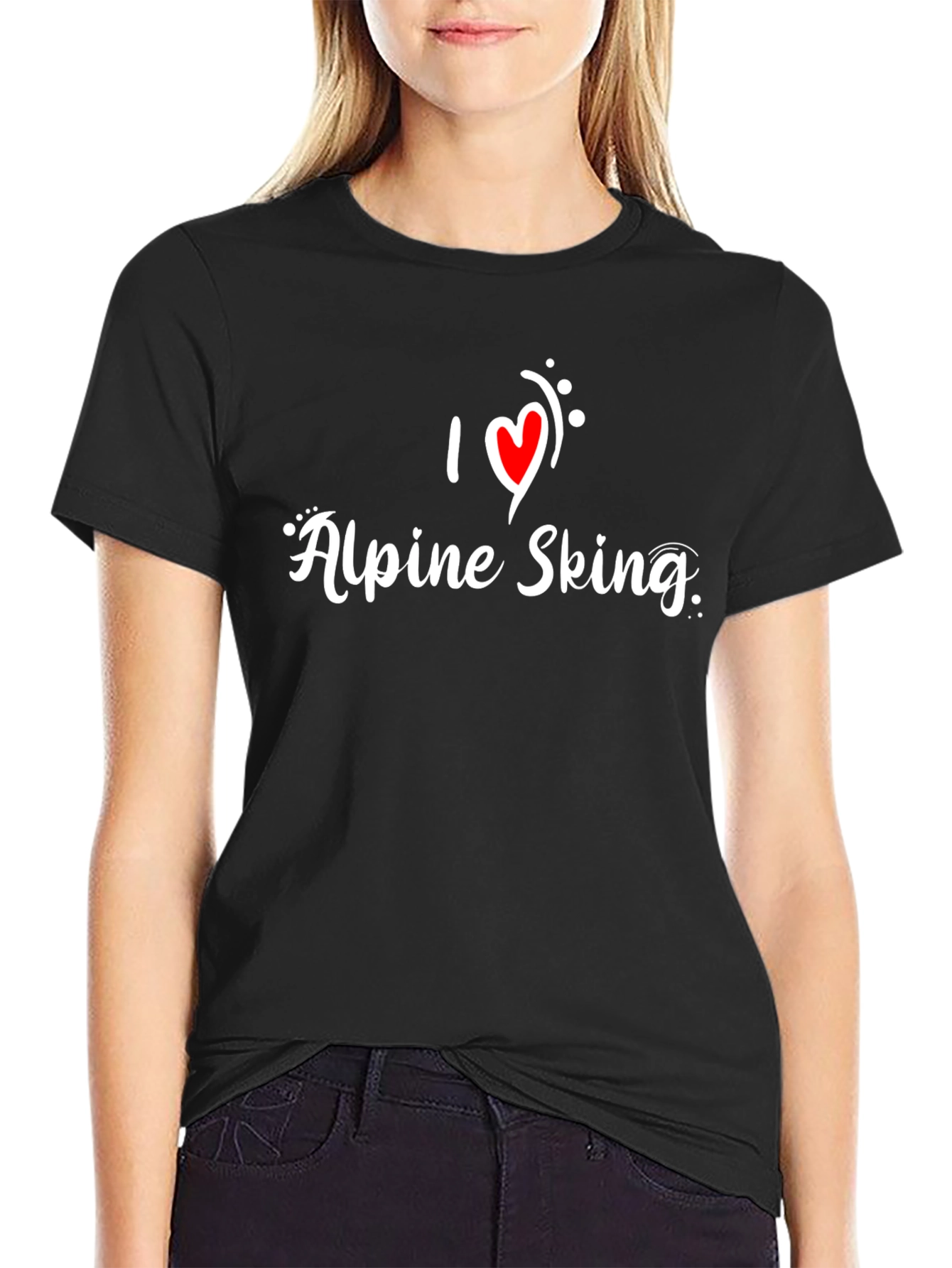 I Love Alpine Skiing Black T-Shirt