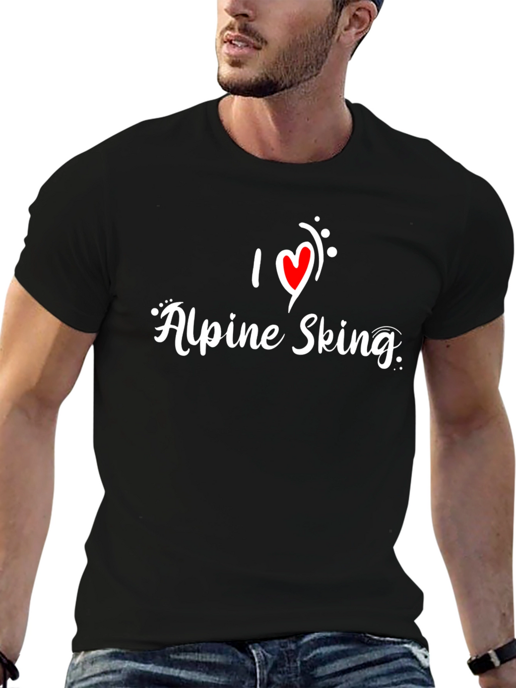 I Love Alpine Skiing Black T-Shirt