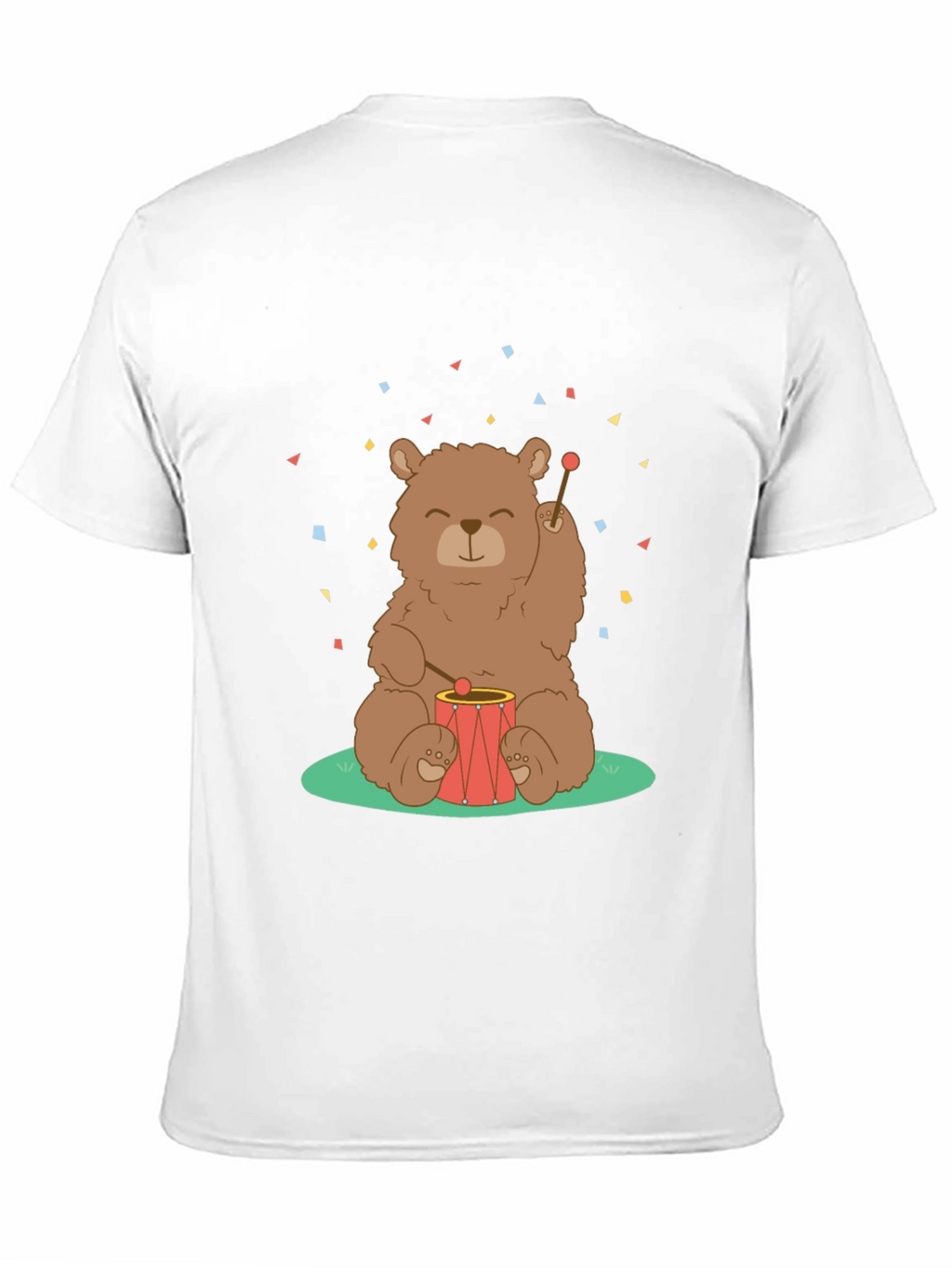 Bear Drummer Graphic T-Shirt - Black Cotton Tee