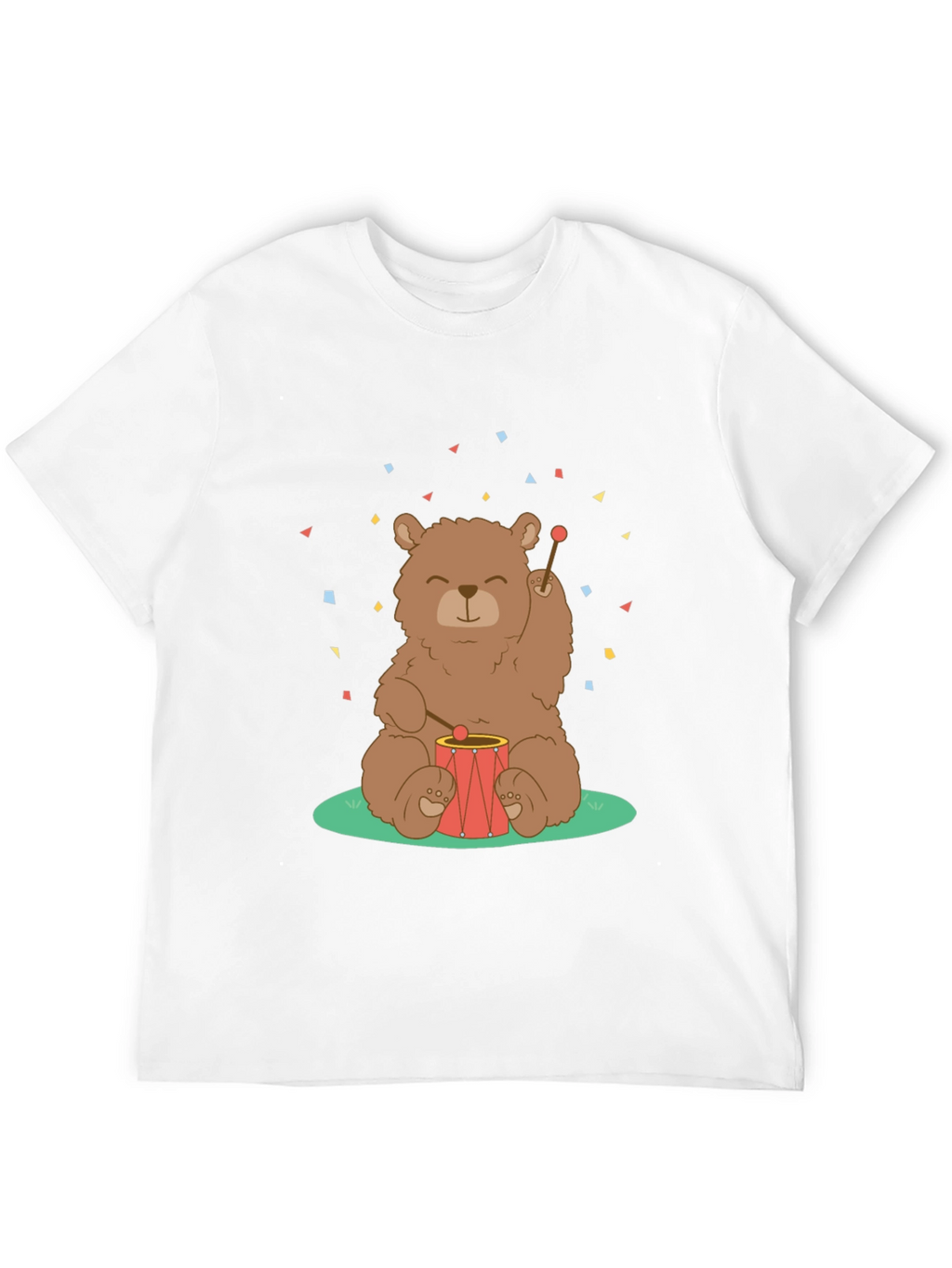 Bear Drummer Graphic T-Shirt - Black Cotton Tee