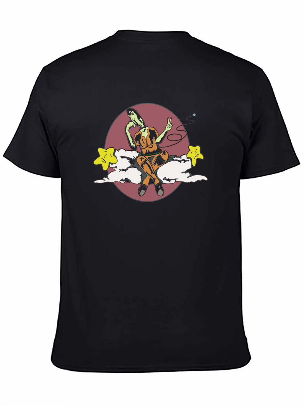Surreal Cartoon Graphic Tee - Soft Black Cotton