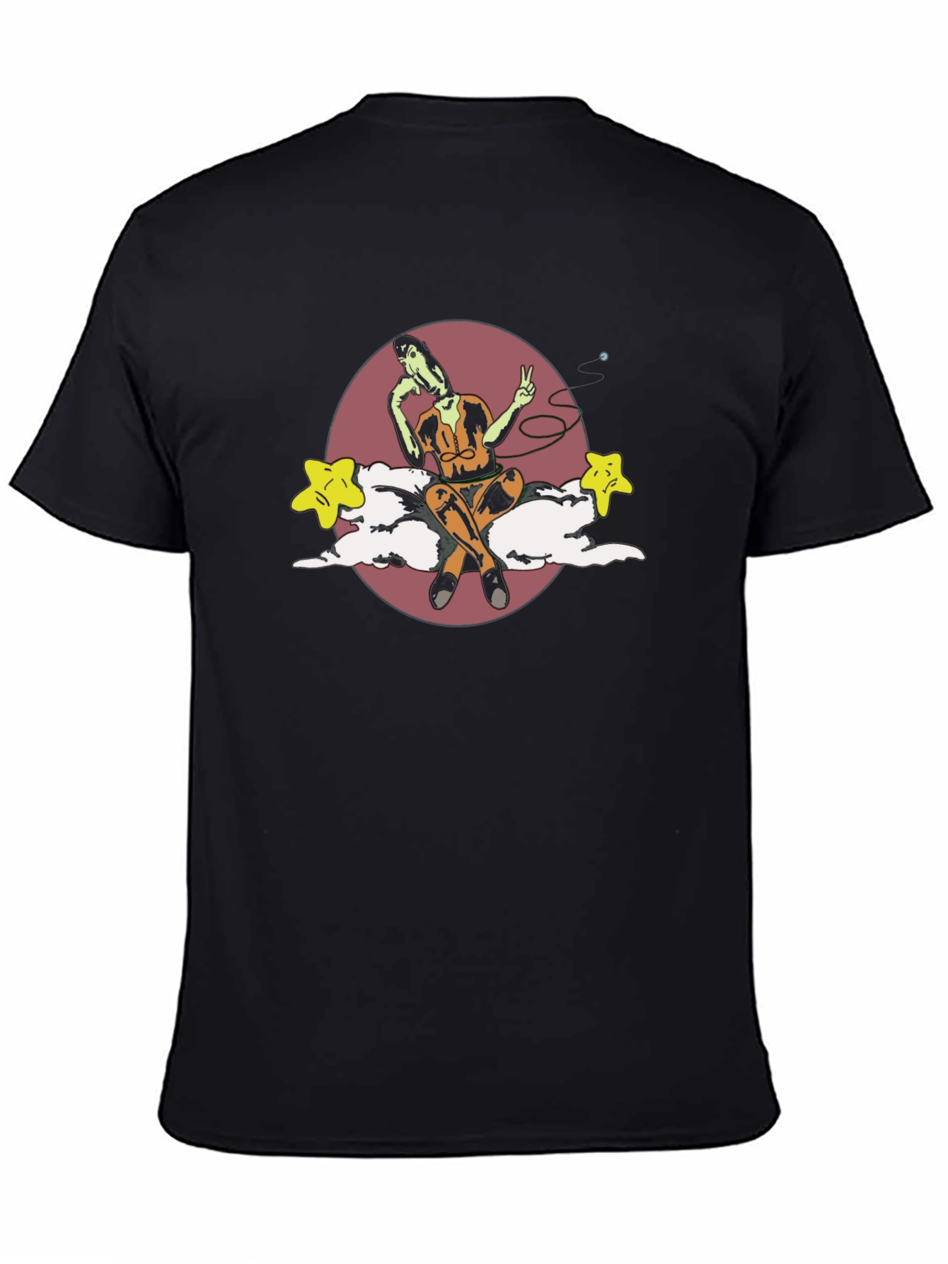 Surreal Cartoon Graphic Tee - Soft Black Cotton
