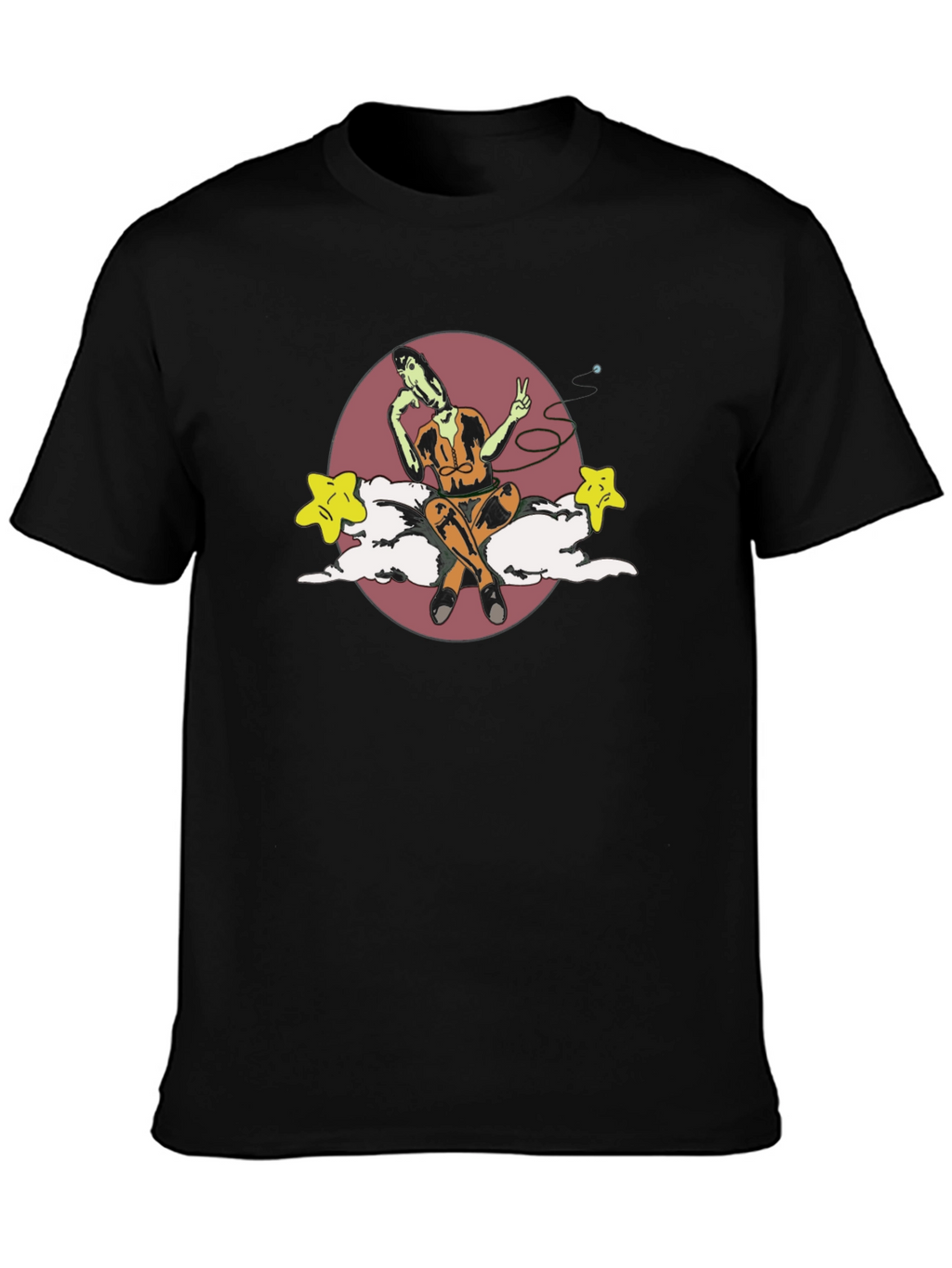 Surreal Cartoon Graphic Tee - Soft Black Cotton