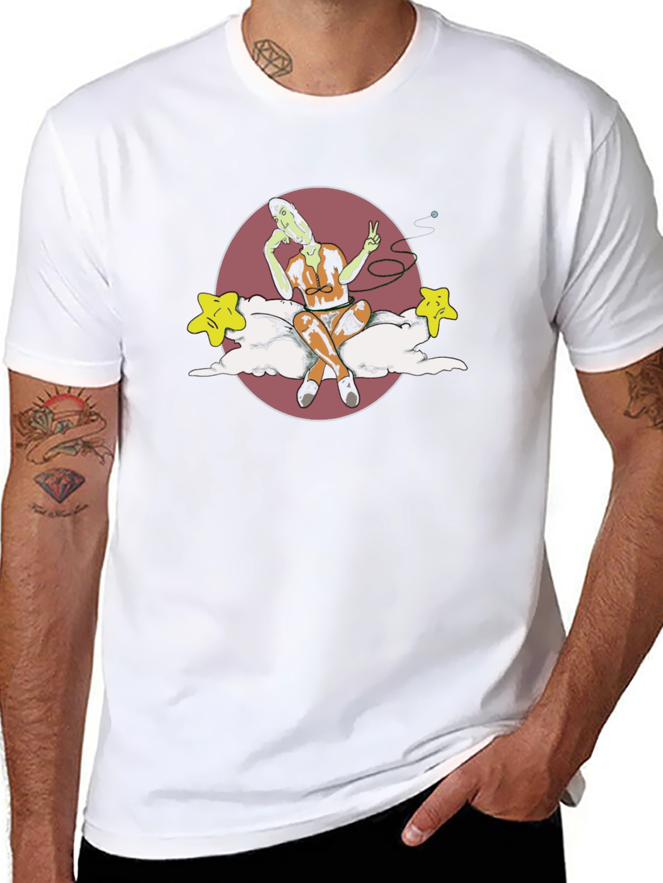 Surreal Cartoon Graphic Tee - Soft Black Cotton