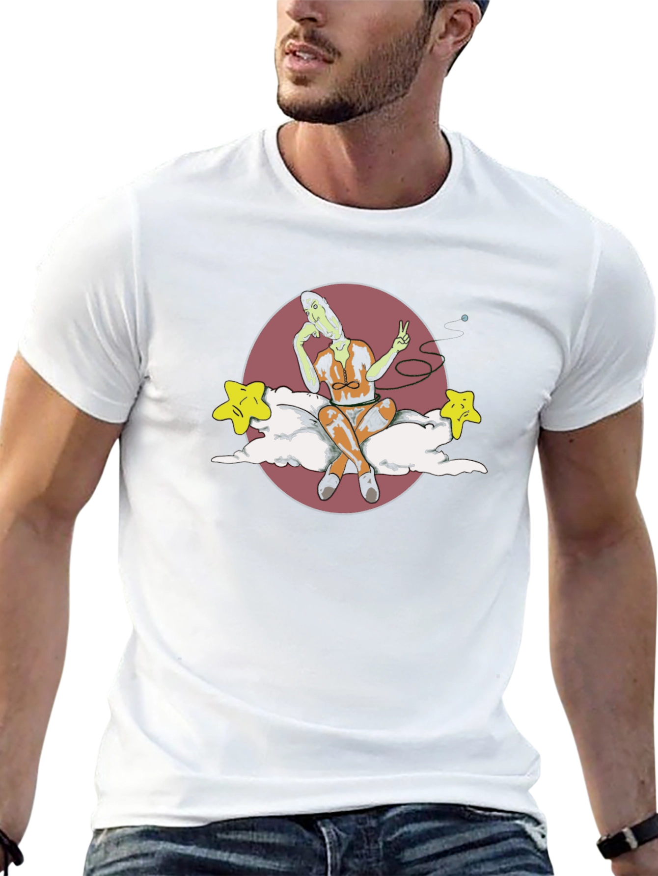Surreal Cartoon Graphic Tee - Soft Black Cotton