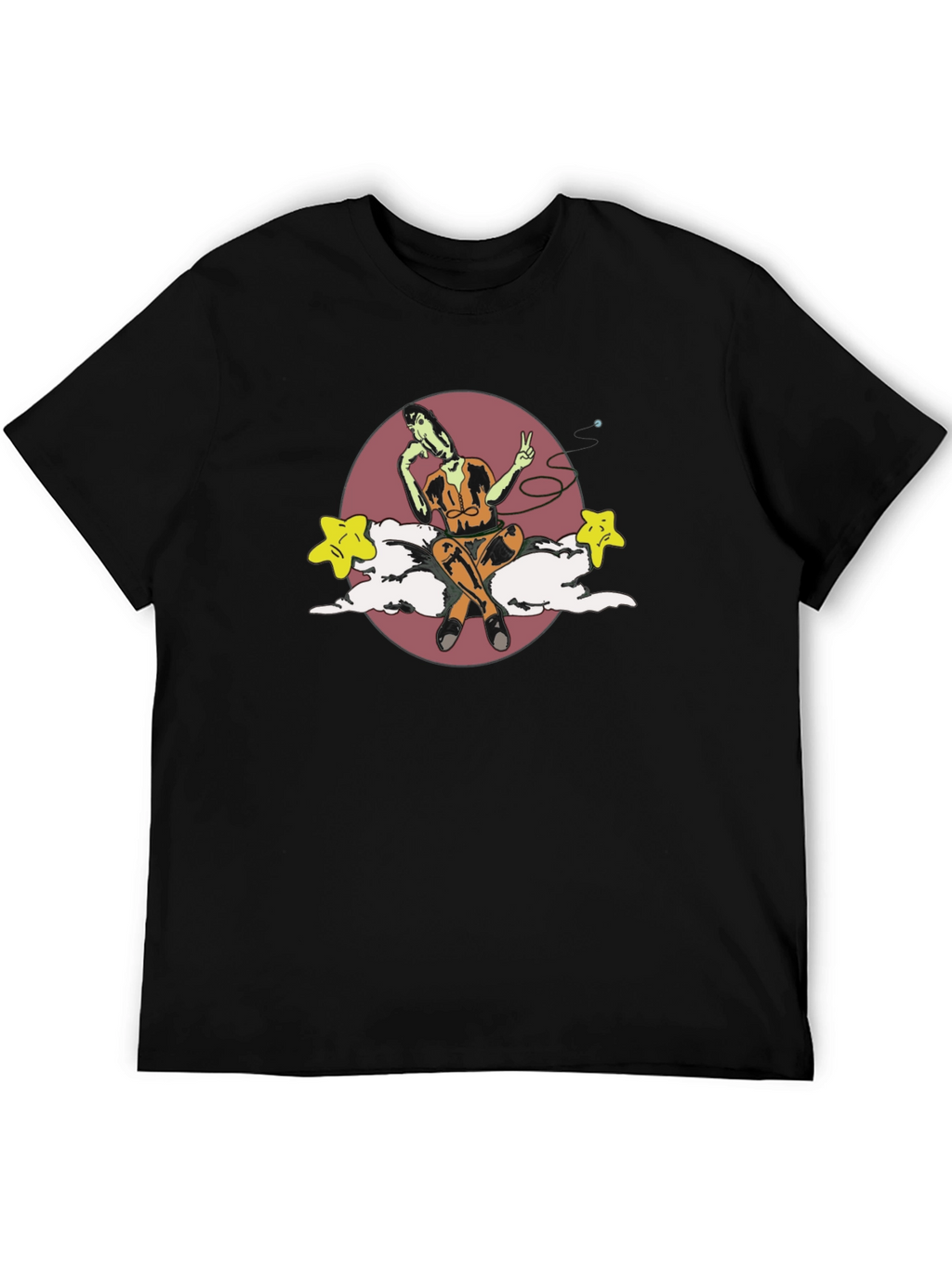 Surreal Cartoon Graphic Tee - Soft Black Cotton