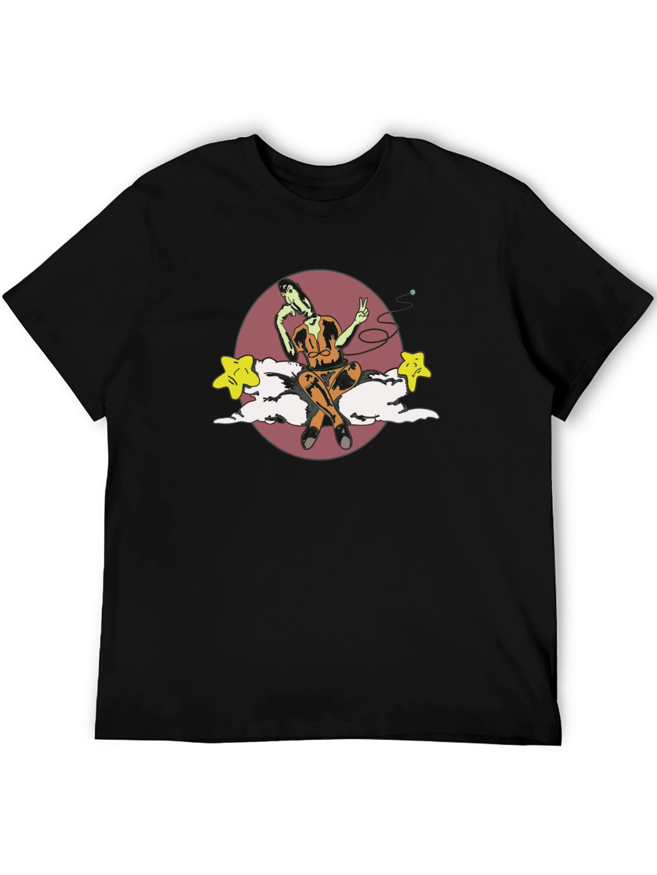 Surreal Cartoon Graphic Tee - Soft Black Cotton