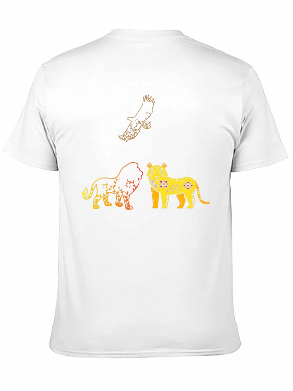 Lion Tiger Eagle Graphic Print T-Shirt