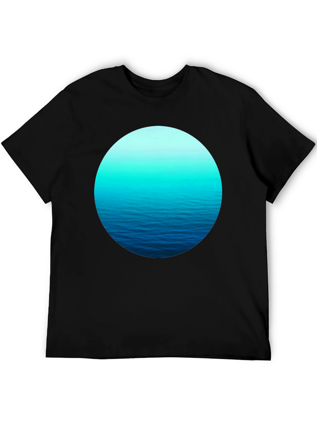 Ocean Wave Circle Graphic Black T-Shirt
