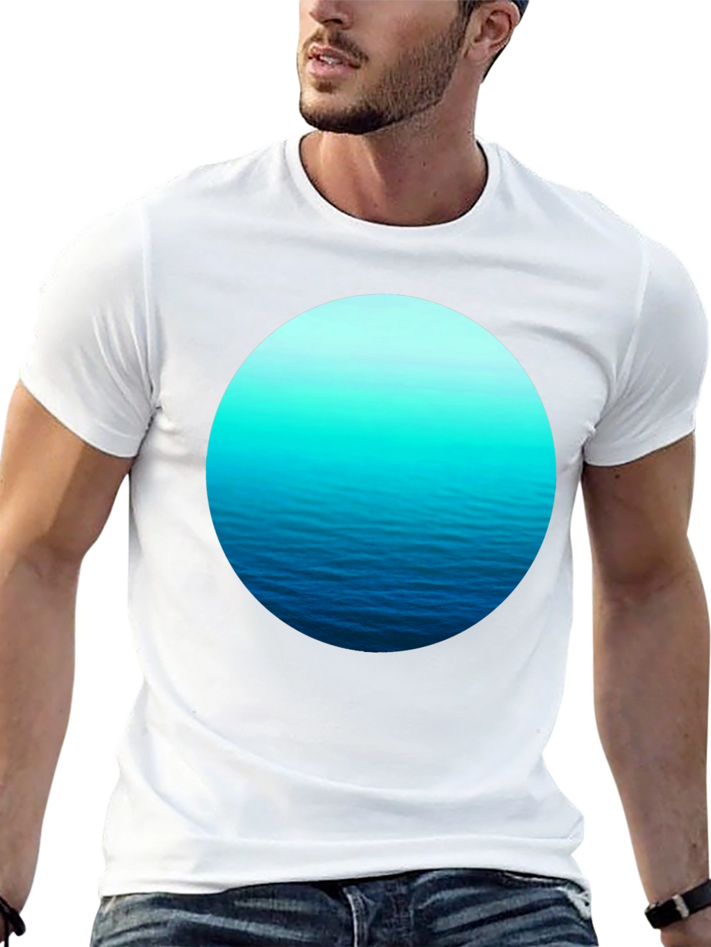 Ocean Wave Circle Graphic Black T-Shirt