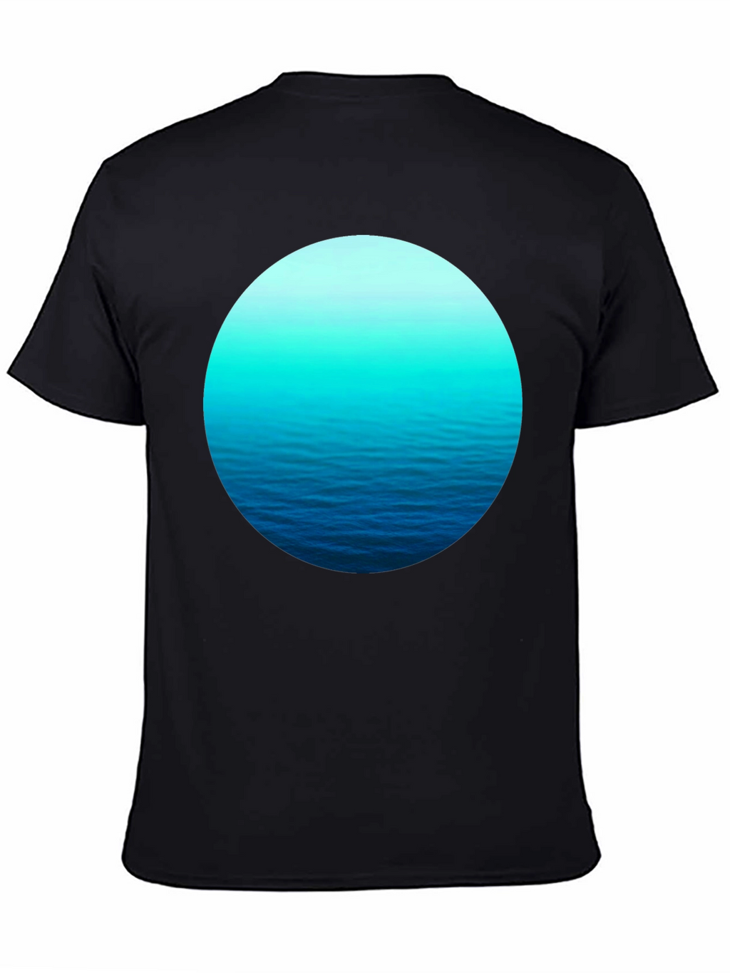 Ocean Wave Circle Graphic Black T-Shirt
