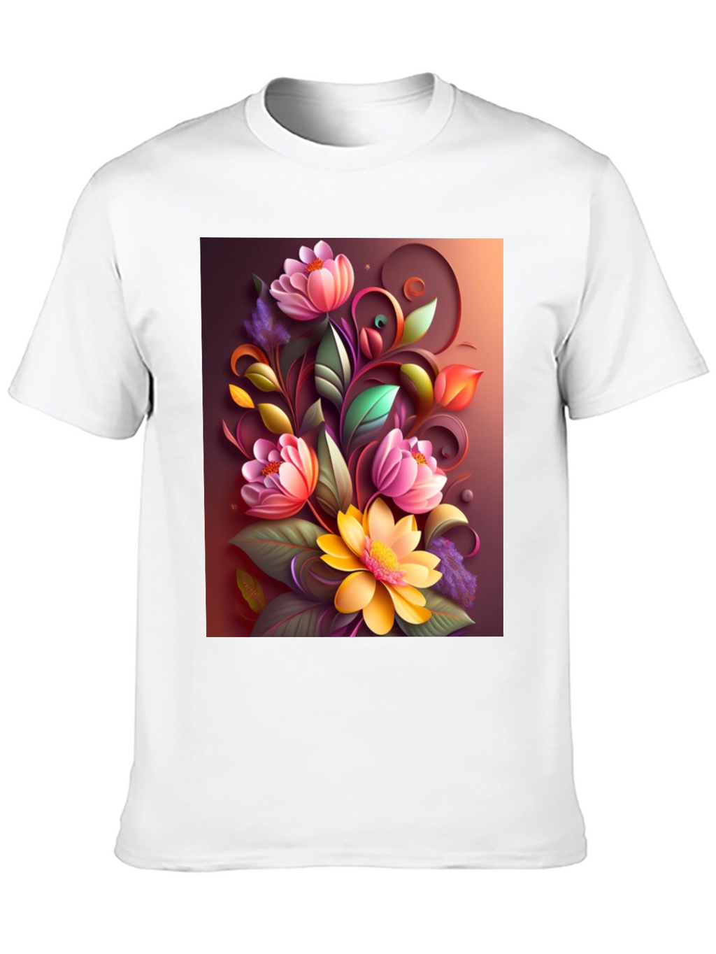 Floral Design Black T-Shirt