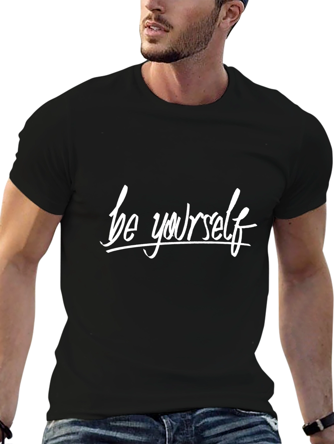 Be Yourself Graphic Tee - Stylish Black Cotton T-Shirt